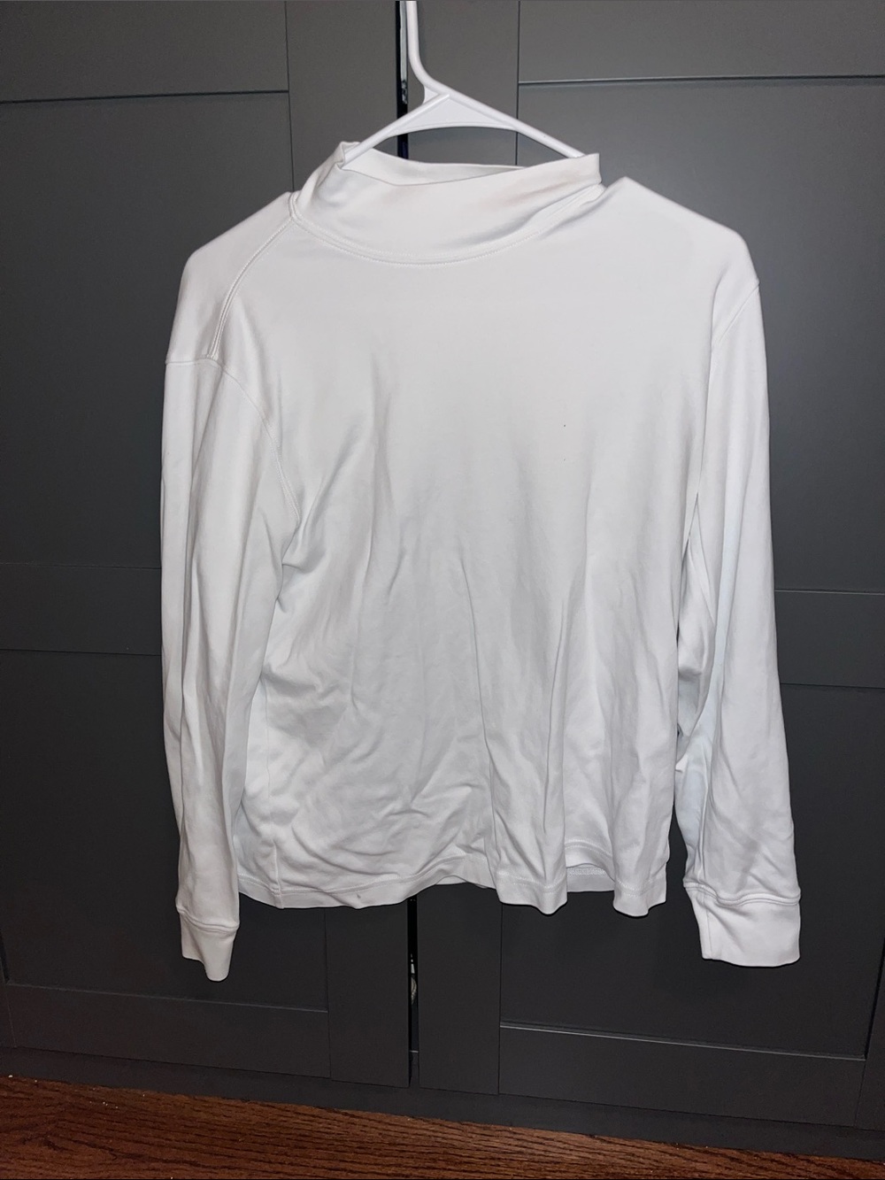 Lands' End White Mock Neck Long-Sleeve Pullover